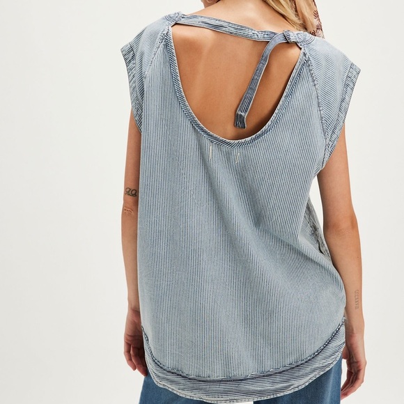 NWOT Free People We the Free Madison Railroad Stripe Tunic- Classic Wash - Picture 3 of 11